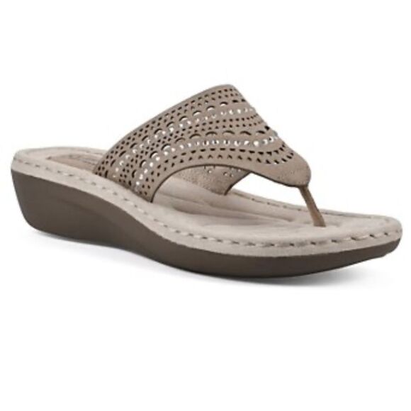 Cliffs By White Mountain Women's Comate Sandal Stone Fabric Size 7.5M - Picture 1 of 8